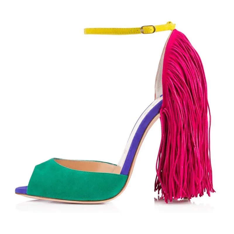 Fringe Decoration Peep Toe High Heel Sandals sold by Onlymaker