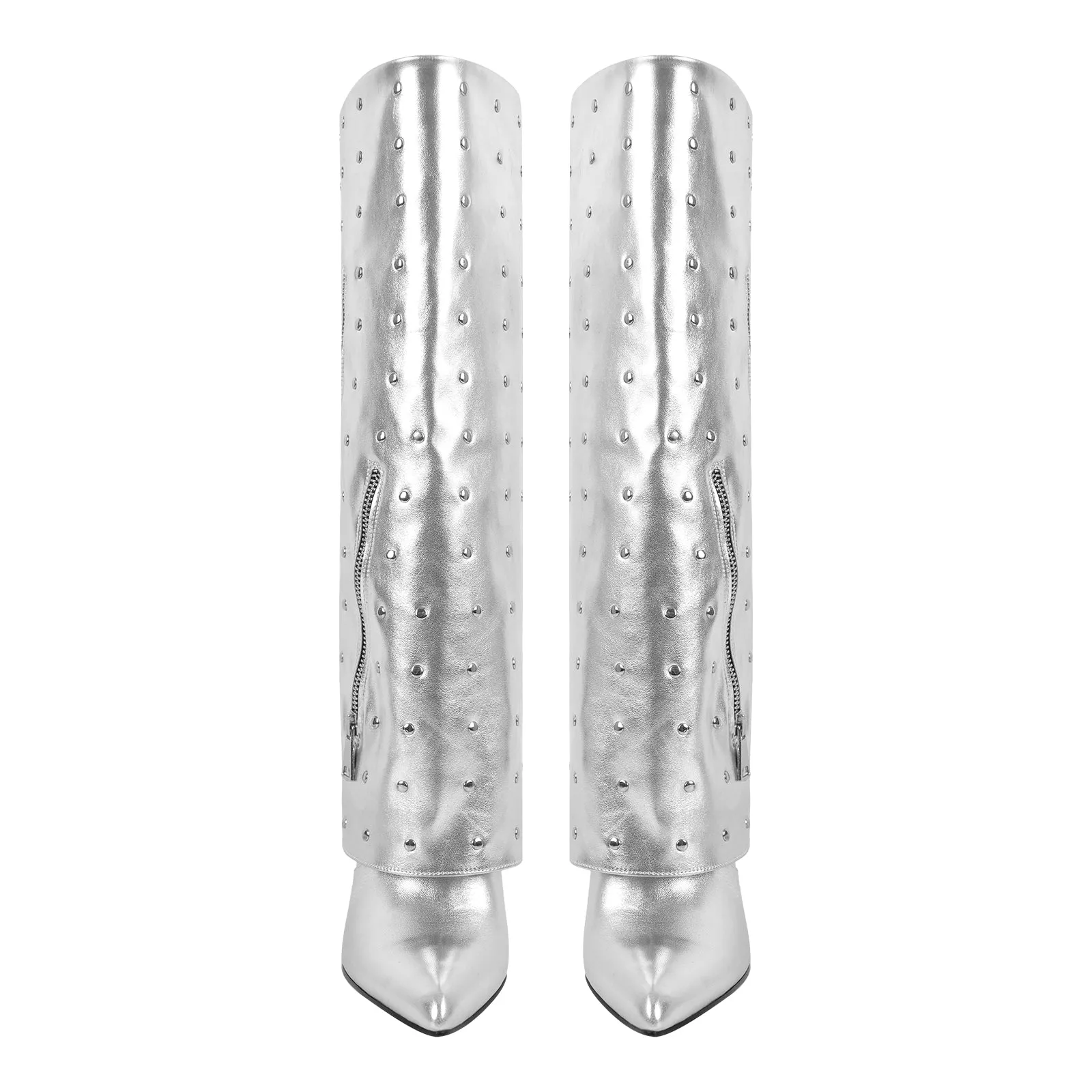 Pointed Toe Stiletto Rivet Fold Over Boots sold by Onlymaker product image thumbnail 3