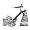Rhinestone Square Toe Chunky Heel Platform Sandals sold by Onlymaker