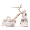 Rhinestone Square Toe Chunky Heel Platform Sandals sold by Onlymaker