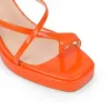 Chunky Mid Heel Criss Cross Platform Sandals sold by Onlymaker
