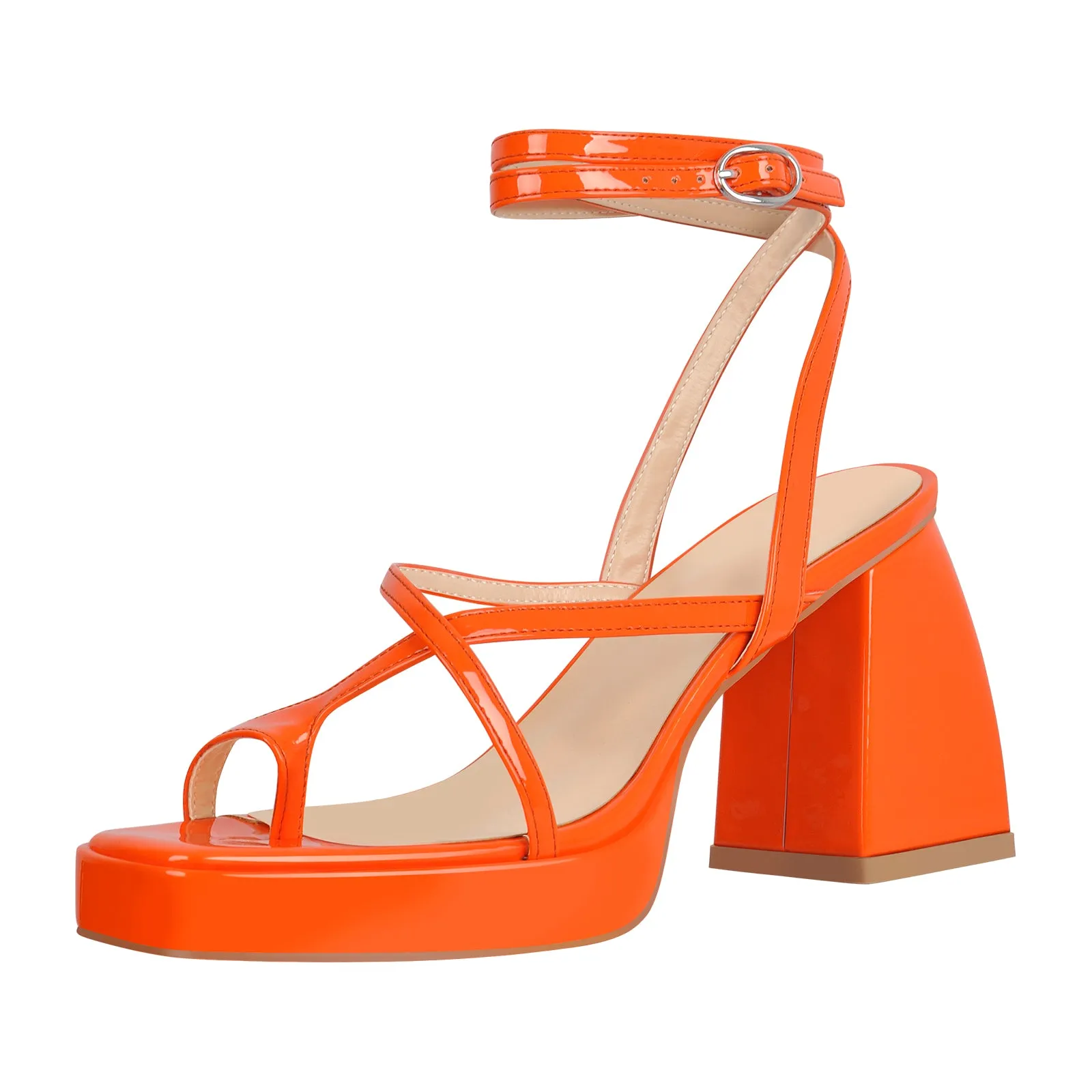 Chunky Mid Heel Criss Cross Platform Sandals sold by Onlymaker product image thumbnail 2