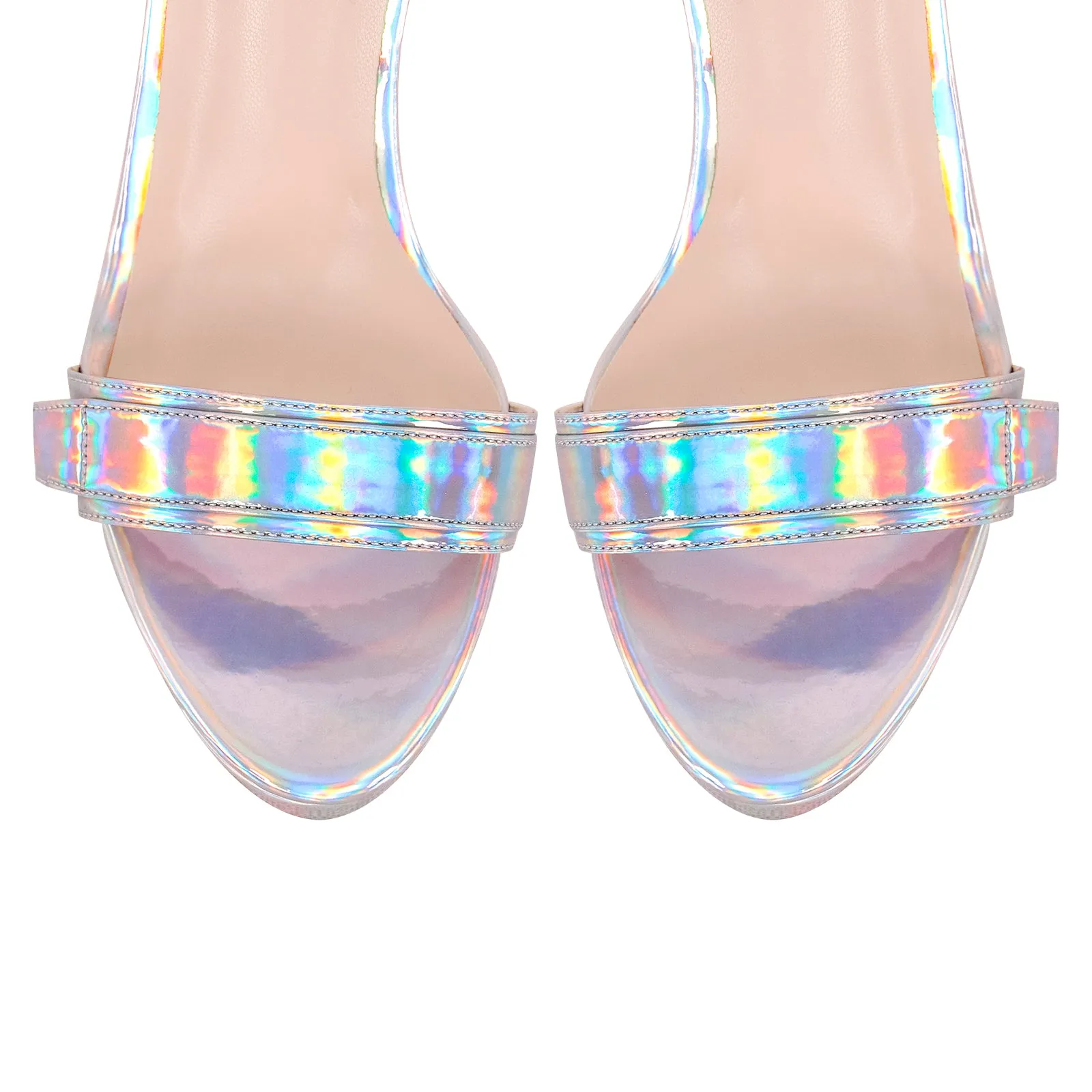 Platform Round Open Toe Holographic Ankle Strap Sandals sold by Onlymaker product image thumbnail 3