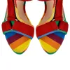 Canvas Rainbow Ankle Strap Chunky Heel Sandals sold by Onlymaker