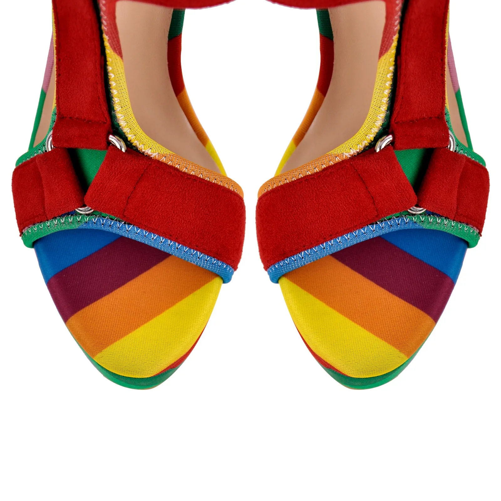 Canvas Rainbow Ankle Strap Chunky Heel Sandals sold by Onlymaker product image thumbnail 4