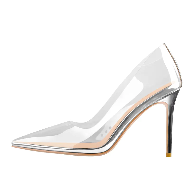 Transparent Pointed Toe Slip on High Heel Stiletto Pumps sold by Onlymaker