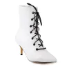 White Heeled Work Boots Kitten Heel Ankle Boots sold by Onlymaker