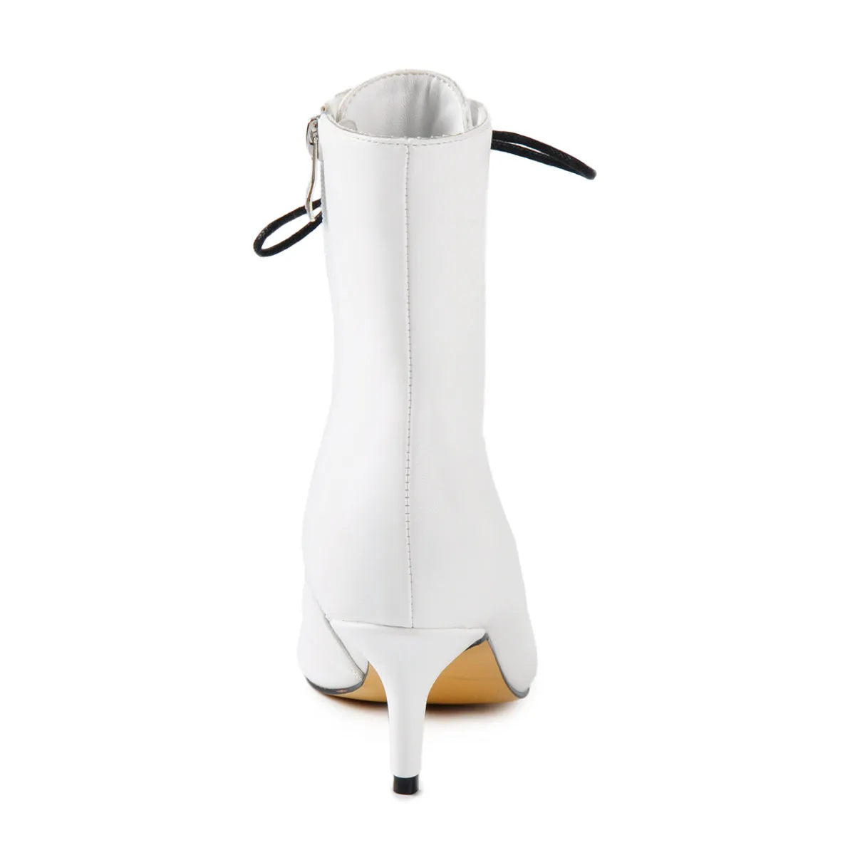 White Heeled Work Boots Kitten Heel Ankle Boots sold by Onlymaker product image thumbnail 3