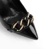 Black Pointed Toe Metal Chain Stiletto Pumps sold by Onlymaker
