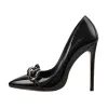 Black Pointed Toe Metal Chain Stiletto Pumps sold by Onlymaker