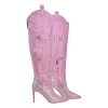 Pointed Toe Stiletto Rhinestone Over The Knee Boots sold by Onlymaker