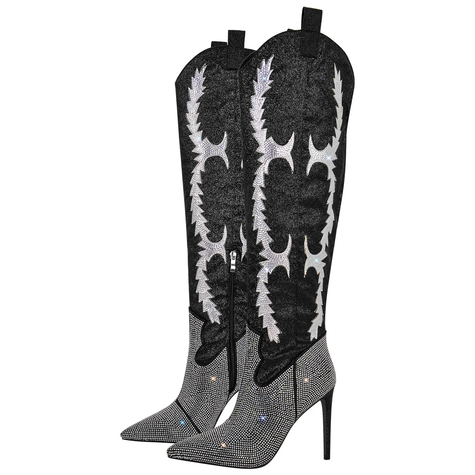Pointed Toe Stiletto Rhinestone Over The Knee Boots sold by Onlymaker product image thumbnail 5