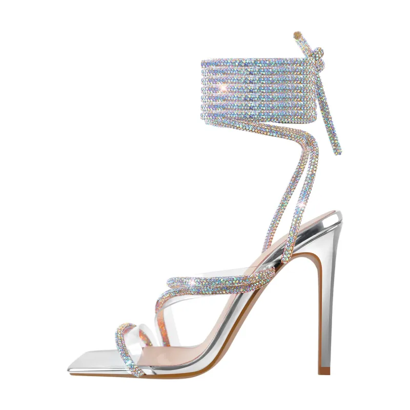 High Heel Lace up Rhinestone  Strappy Sandals sold by Onlymaker