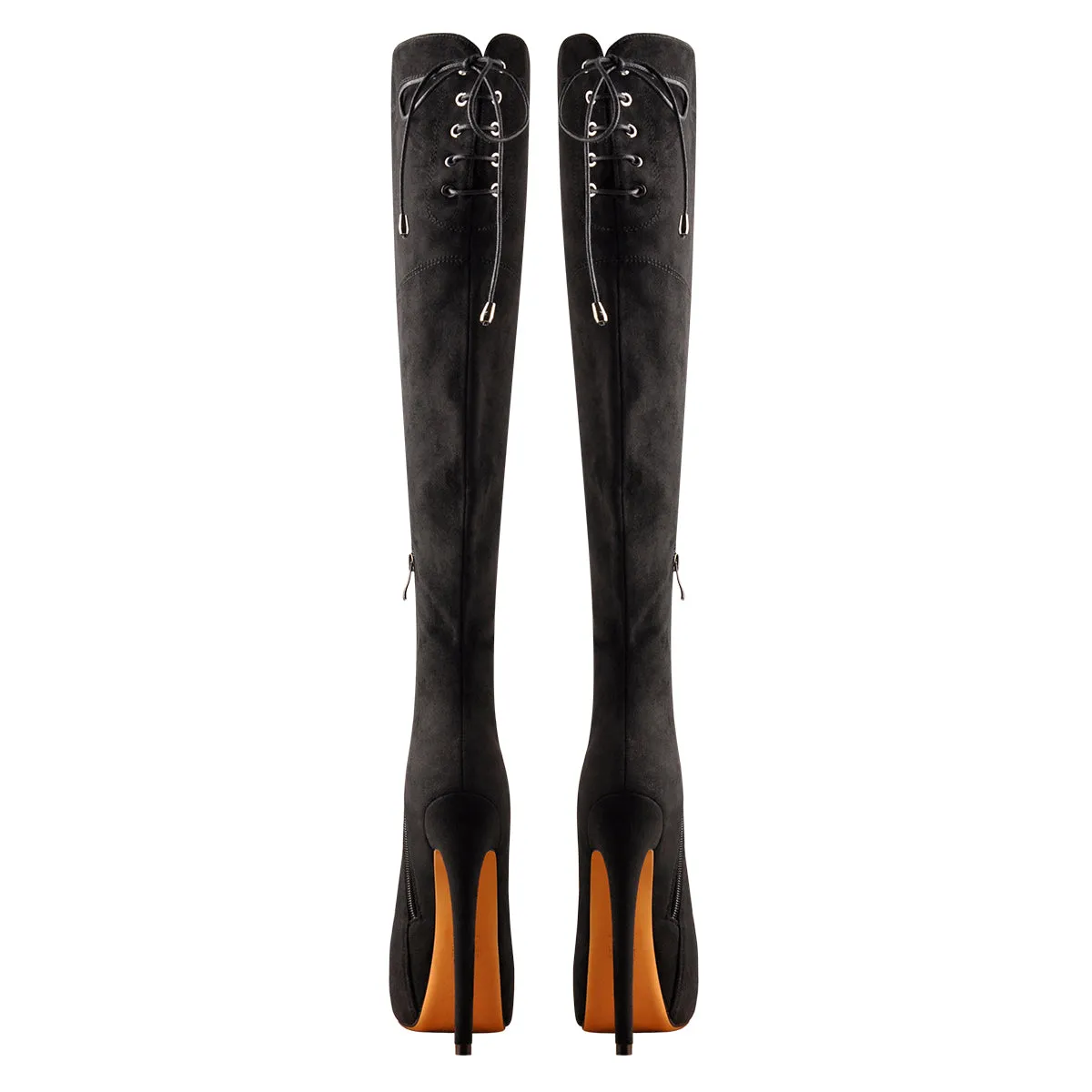 Black Suede Round Toe Platform Over The Knee Boots sold by Onlymaker product image thumbnail 4