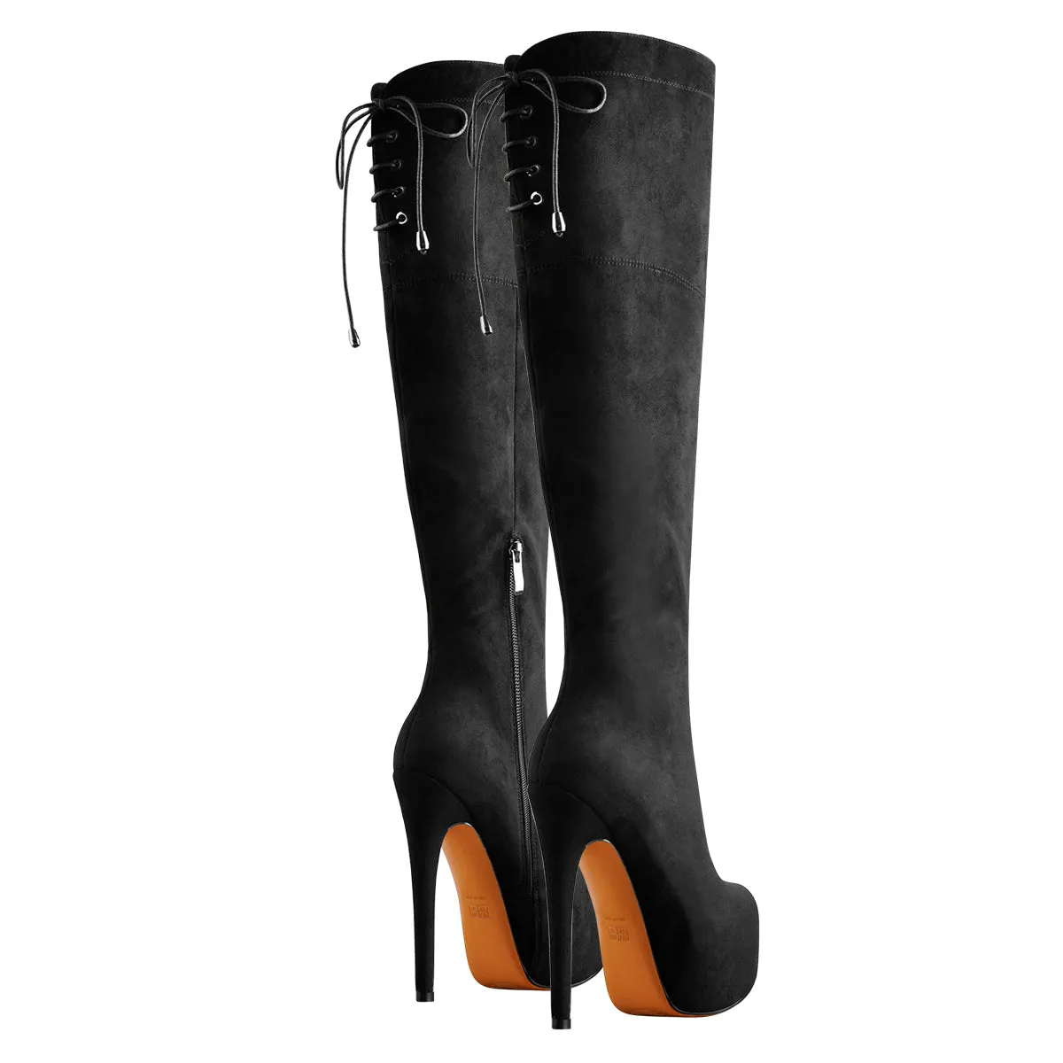 Black Suede Round Toe Platform Over The Knee Boots sold by Onlymaker product image thumbnail 3