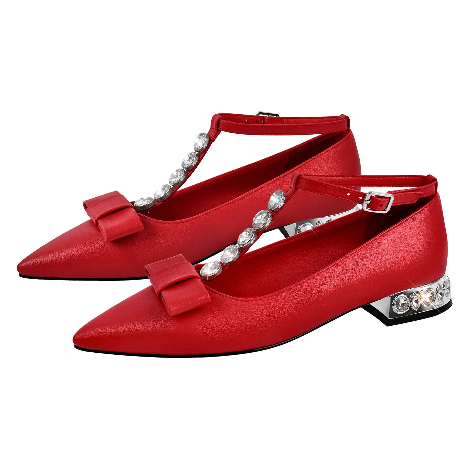 Rhinestone Pointed Toe Ankle Strap Flats sold by Onlymaker product image thumbnail 5