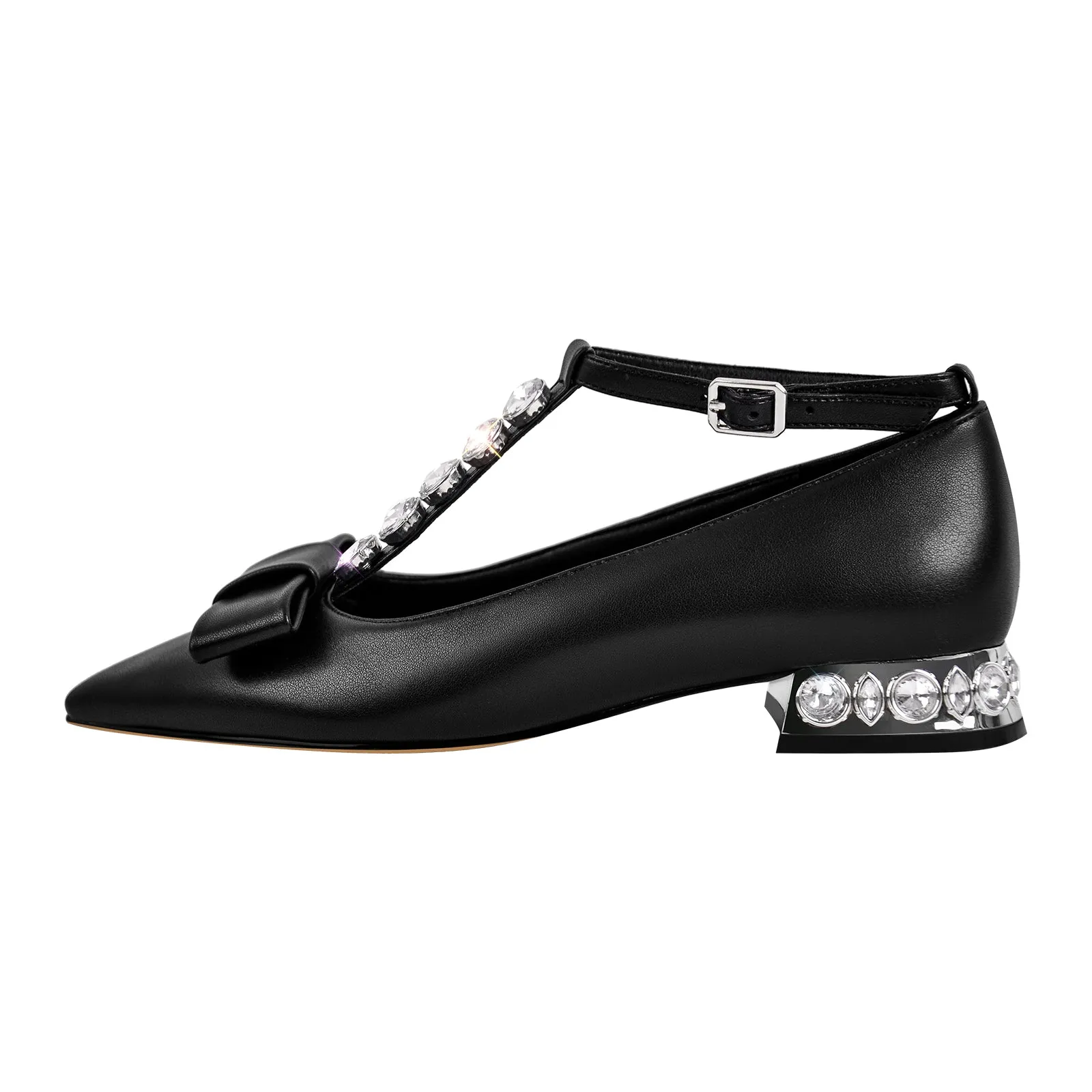 Rhinestone Pointed Toe Ankle Strap Flats sold by Onlymaker product image thumbnail 3