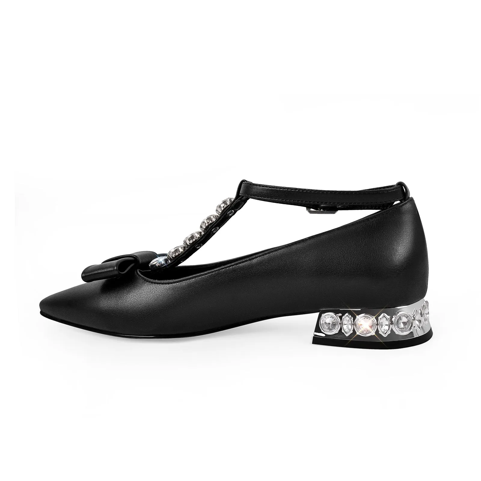 Rhinestone Pointed Toe Ankle Strap Flats sold by Onlymaker product image thumbnail 4