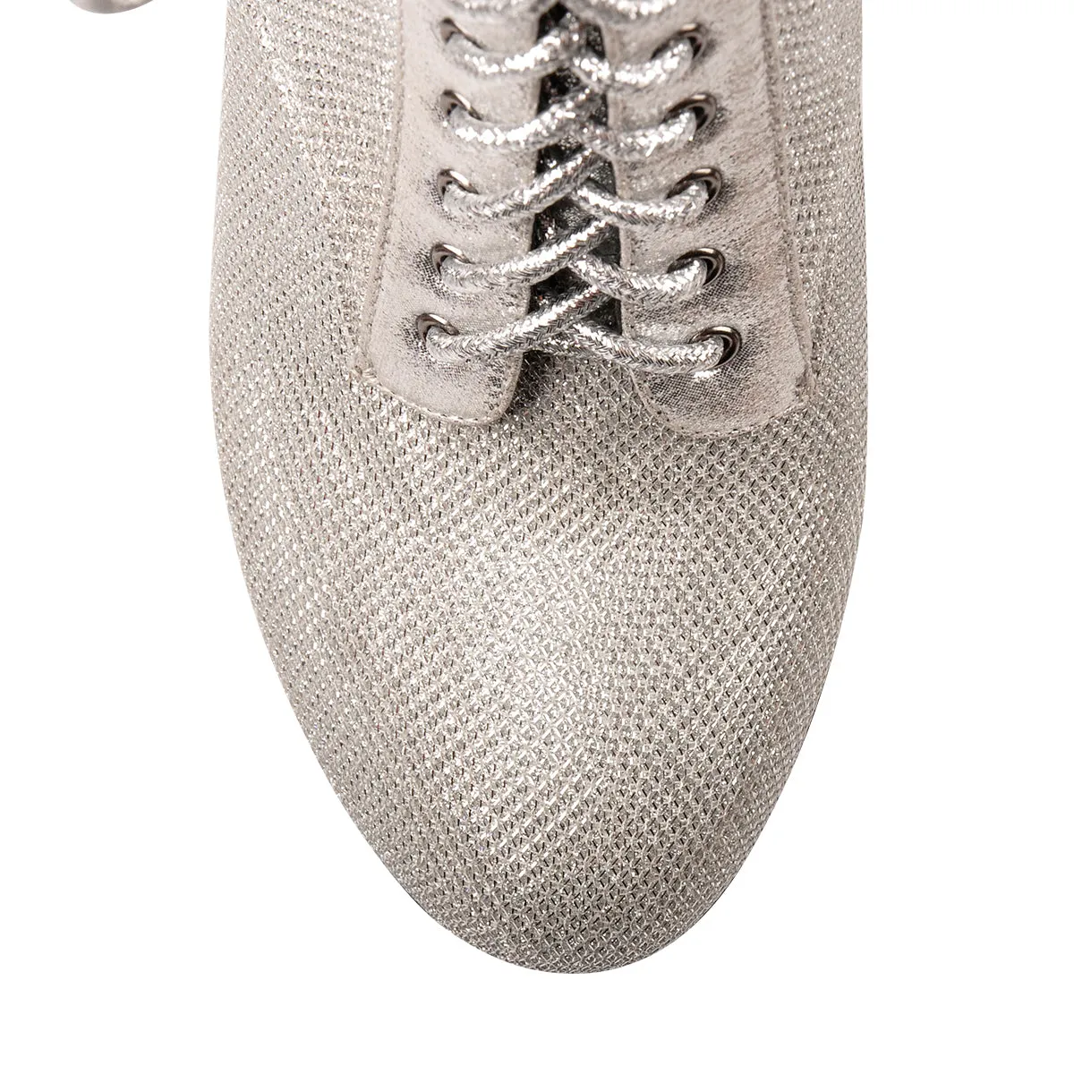 Round Toe Platform Lace Up Boots Silver Mesh Chunky Heels Ankle Booties sold by Onlymaker product image thumbnail 4