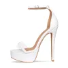 White Platform Ankle Strap High Heels Women Concise Sandals sold by Onlymaker