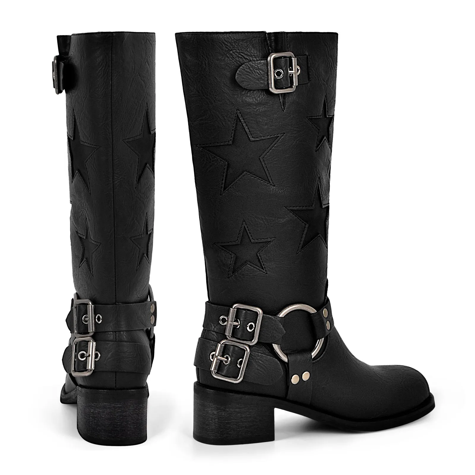 Star Square Toe Buckle Knee High Boots sold by Onlymaker product image thumbnail 4