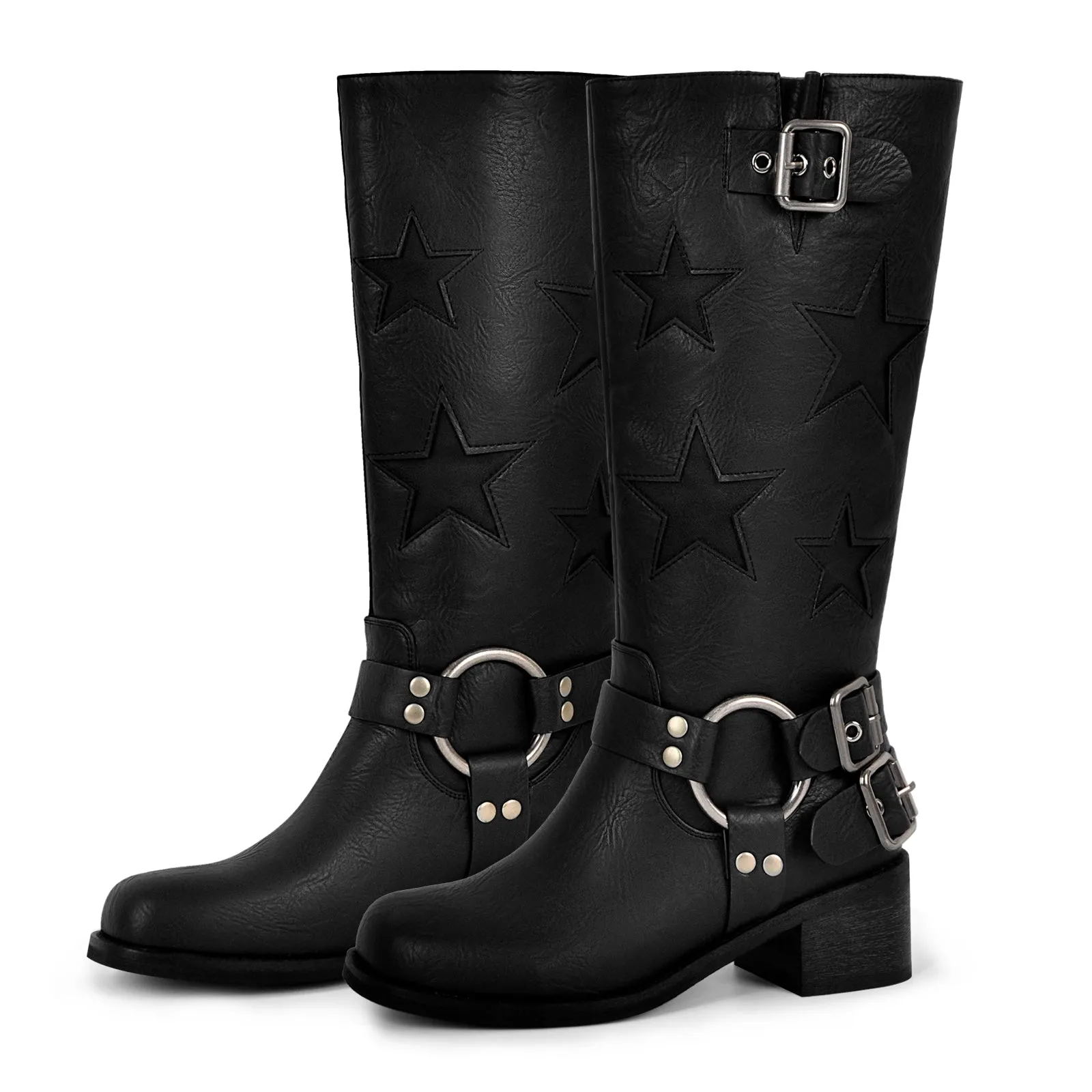 Star Square Toe Buckle Knee High Boots sold by Onlymaker product image thumbnail 3