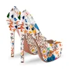Graffiti Colorful Round Toe Platform Stiletto Pumps sold by Onlymaker
