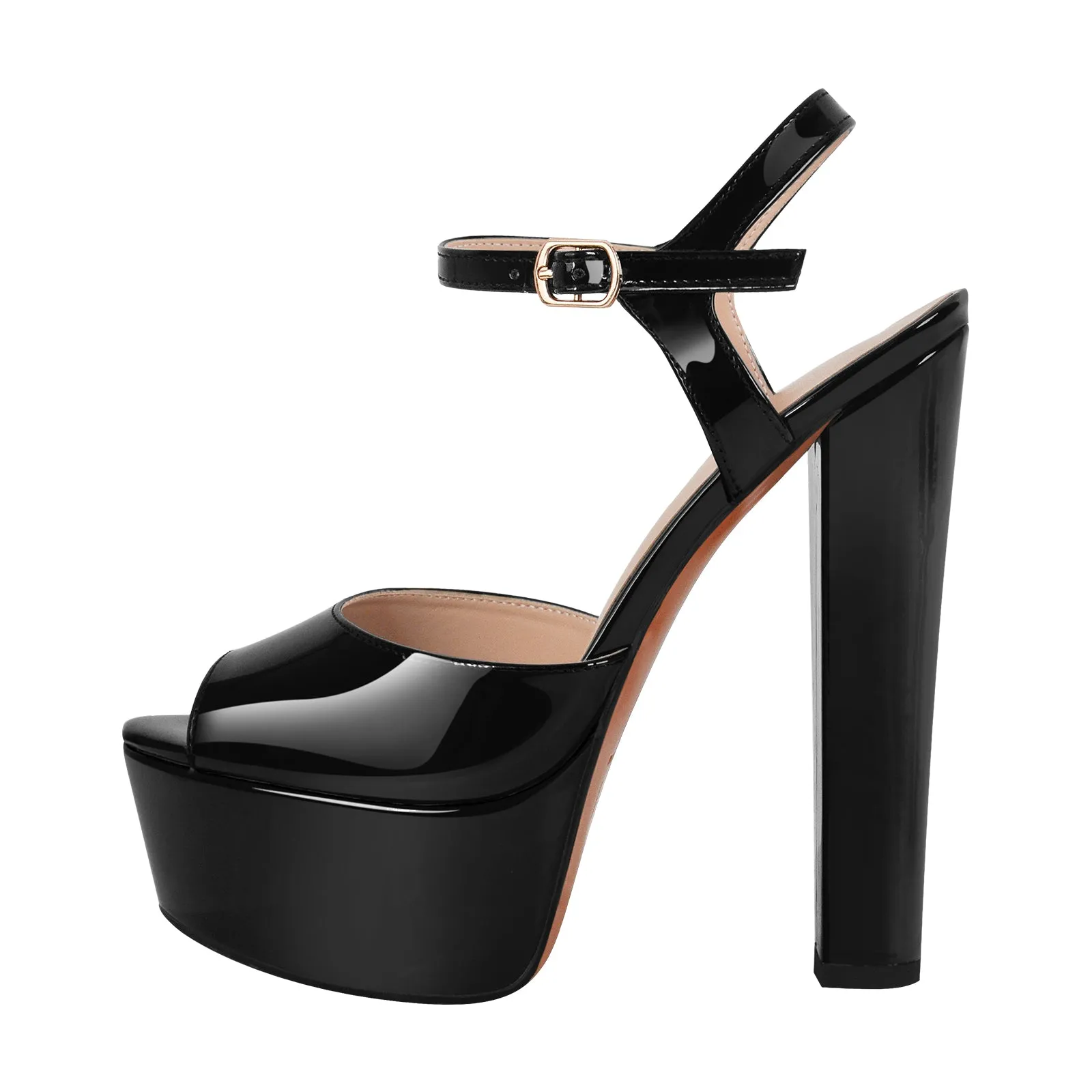 Peep Toe Platform Buckle Strap Chunky Heel Sandals sold by Onlymaker