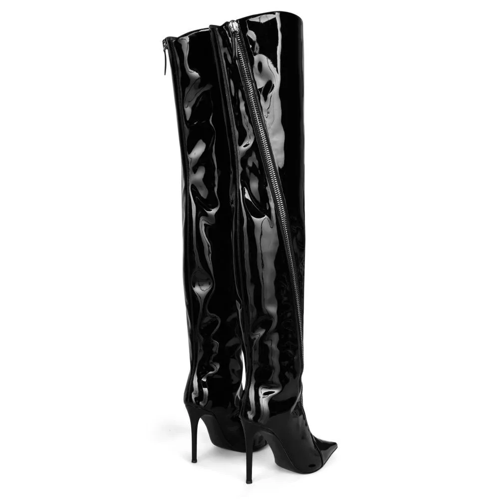 Patent Leather Zipper Over The Knee Stiletto Boots sold by Onlymaker product image thumbnail 4