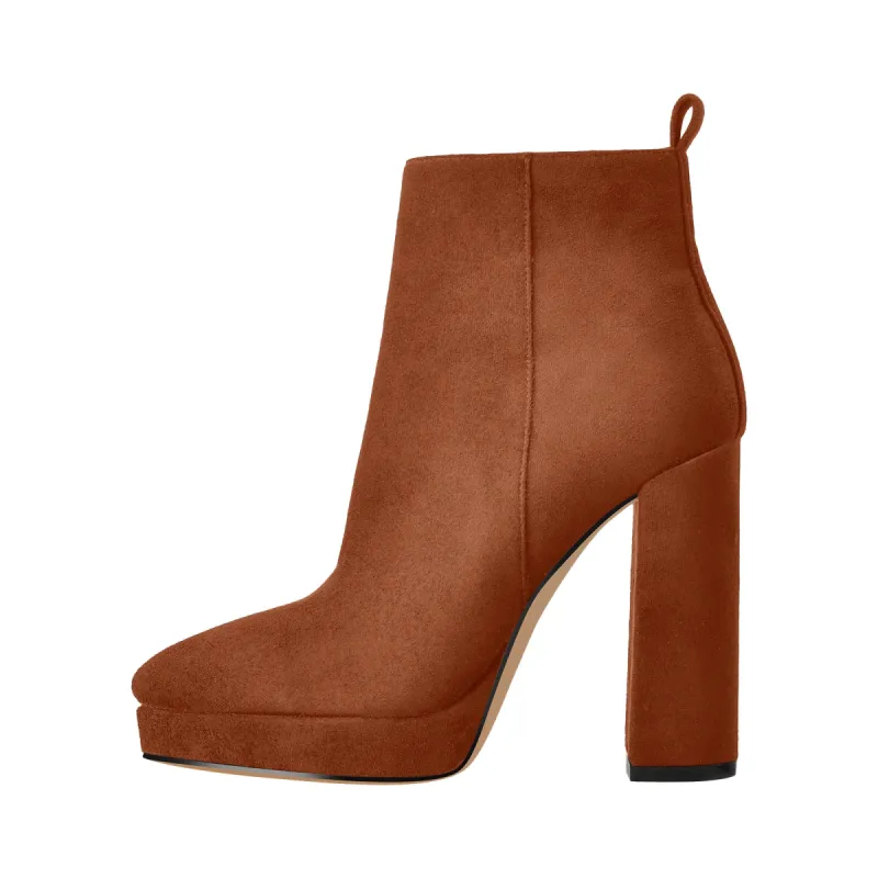 Suede Pointed Toe Chunky Heel Ankle Boots sold by Onlymaker