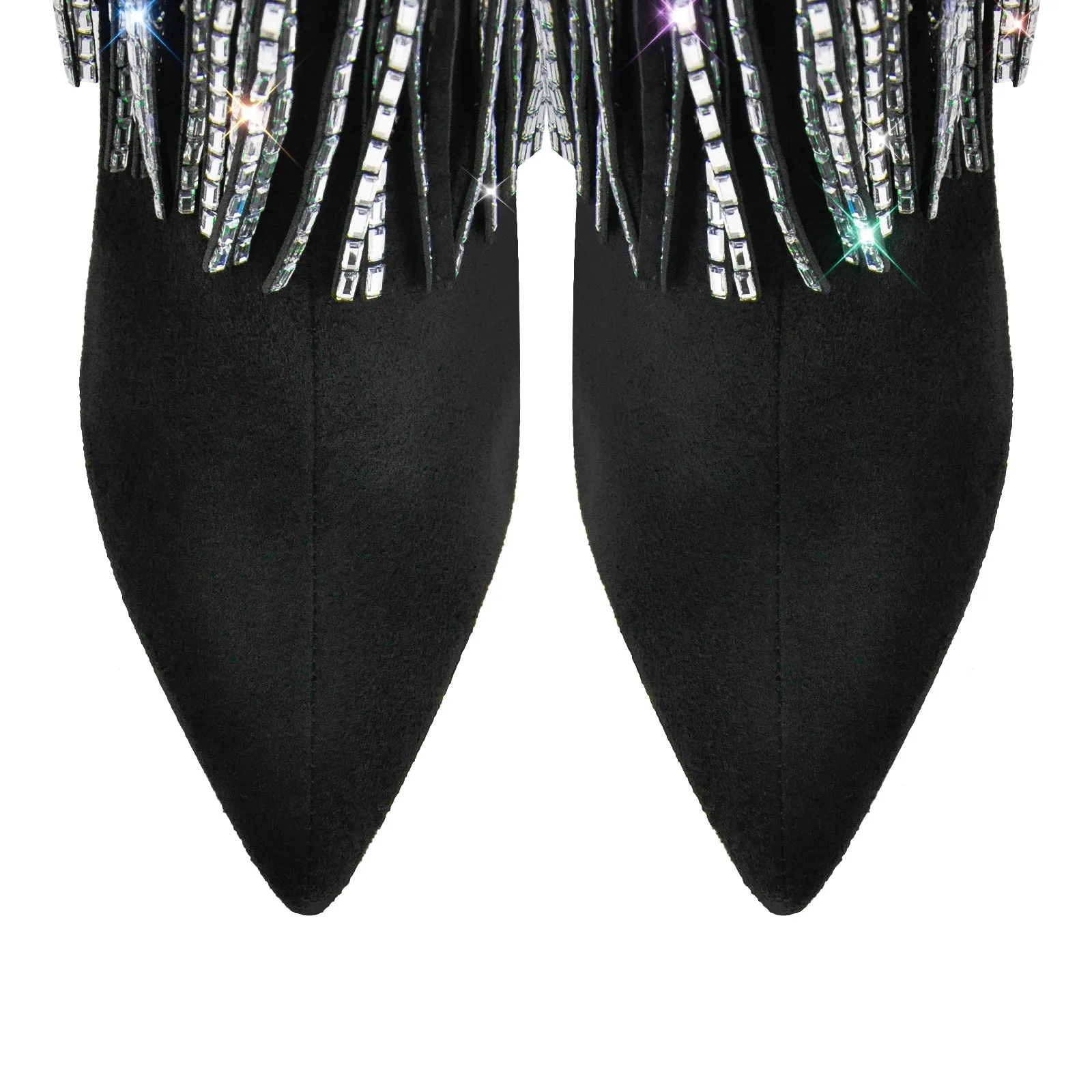 Pointed Toe Rhinestone Fringe Stiletto Knee High Boots sold by Onlymaker product image thumbnail 4