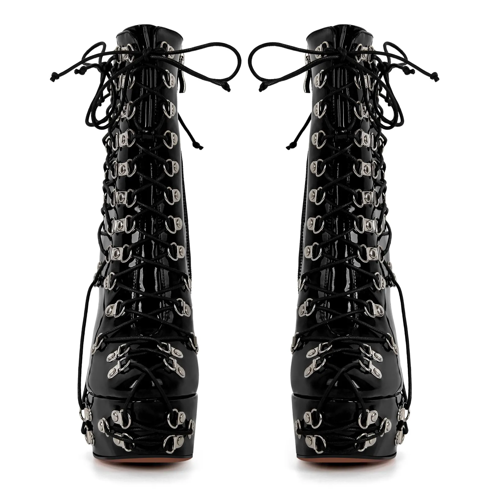 Platform Metal Buckles Lace-up Chunky Heel Ankle Boots sold by Onlymaker product image thumbnail 4
