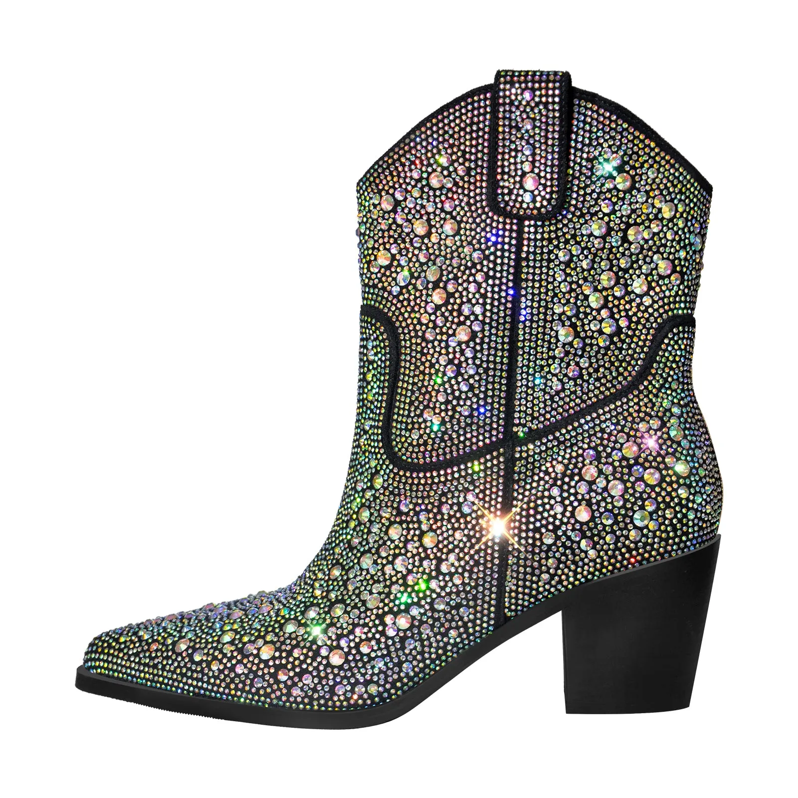 Rhinestone Pointed Toe Chunky Heel Ankle Boots sold by Onlymaker