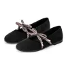Rivet Bow Round Toe Buckle Strap Suede Flats sold by Onlymaker