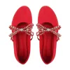 Rivet Bow Round Toe Buckle Strap Suede Flats sold by Onlymaker