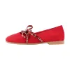 Rivet Bow Round Toe Buckle Strap Suede Flats sold by Onlymaker