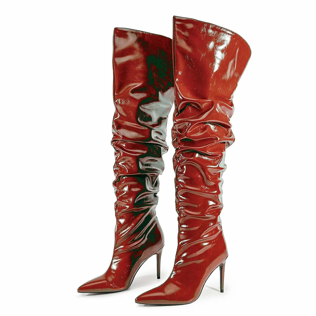 Pointed Toe Pleated Stiletto Over The Knee Boots sold by Onlymaker