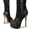 Round Toe Stiletto Rivet Over The Knee Boots sold by Onlymaker