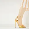 Gold Round Toe Strap High Heel Stilettos Sandals sold by Onlymaker