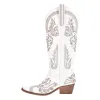 Embroidery Rhinestone Chunky Heel Knee High Boots sold by Onlymaker