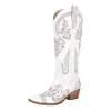 Embroidery Rhinestone Chunky Heel Knee High Boots sold by Onlymaker