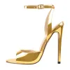 Gold Round Toe Strap High Heel Stilettos Sandals sold by Onlymaker