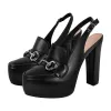 Round Toe Platform Slingback Chunky Heels sold by Onlymaker