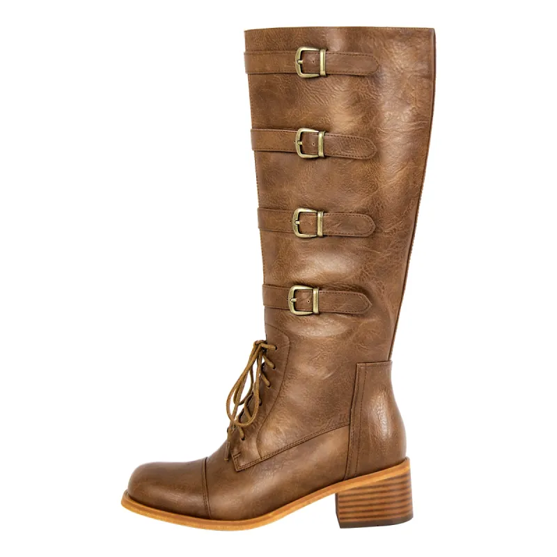 Square Toe Multi Buckle Knee High Boots sold by Onlymaker