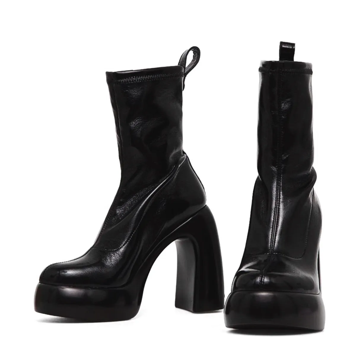 Round Toe Chunky Heel Stretch Boots sold by Onlymaker product image thumbnail 4