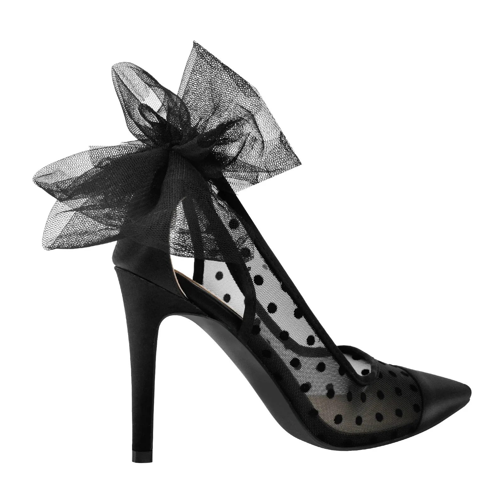 Black Tulle Bow Polka Dot Heels sold by Onlymaker product image thumbnail 3