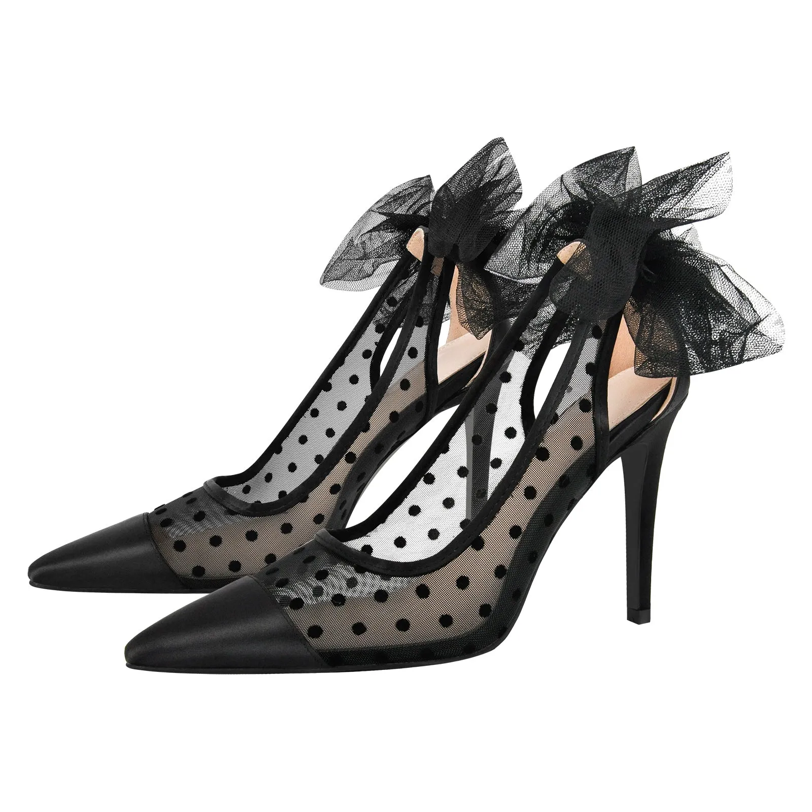 Black Tulle Bow Polka Dot Heels sold by Onlymaker product image thumbnail 2