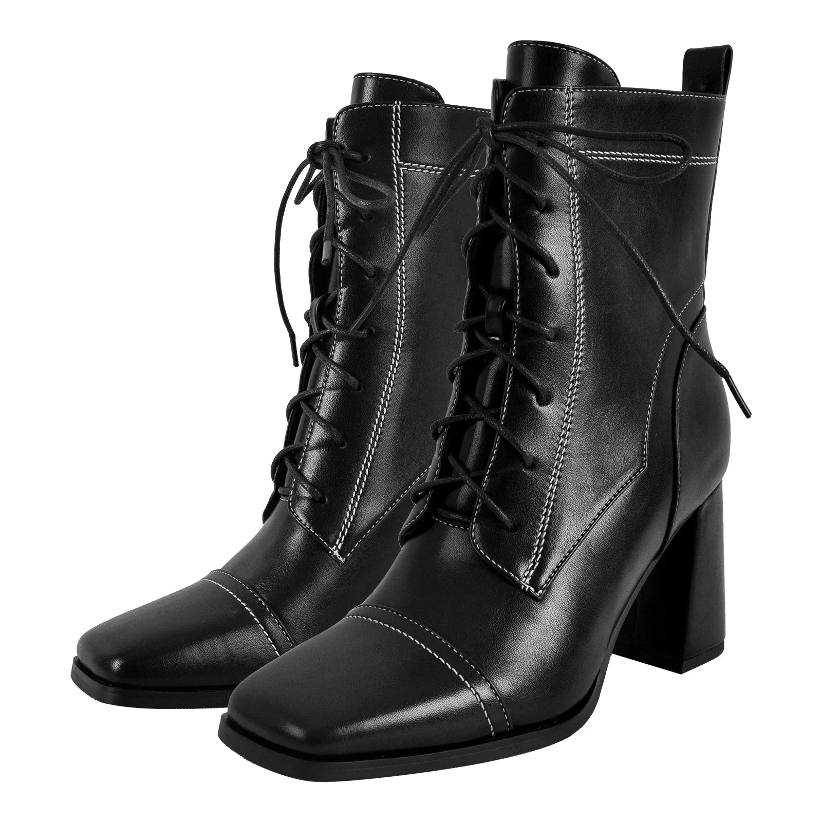 Square Toe Lace-up Chunky Heel Ankle Boots sold by Onlymaker product image thumbnail 2