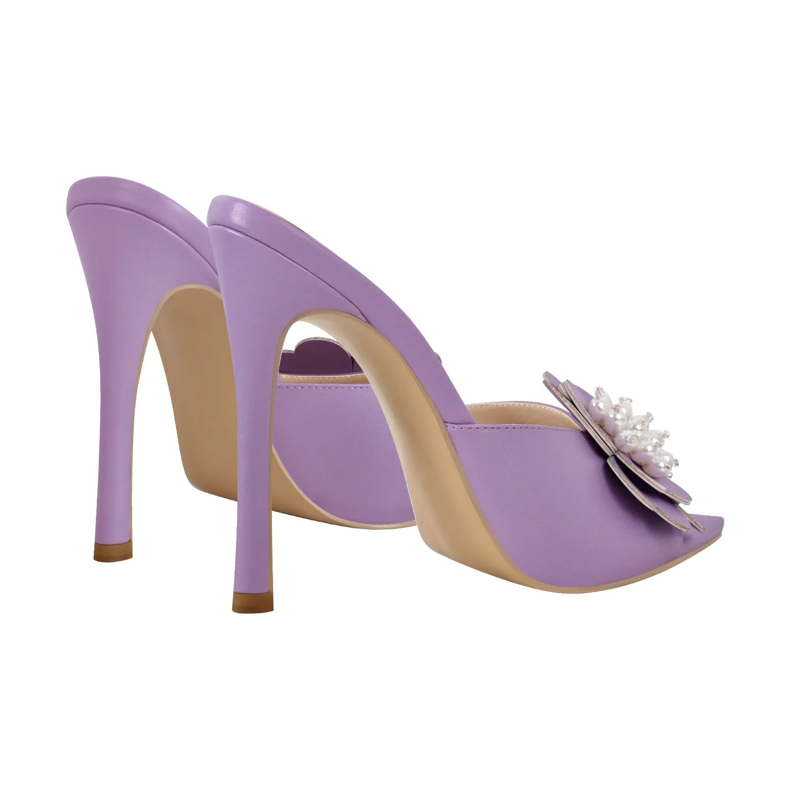 Pearl Flower Pointed Toe Stiletto Mules sold by Onlymaker product image thumbnail 3