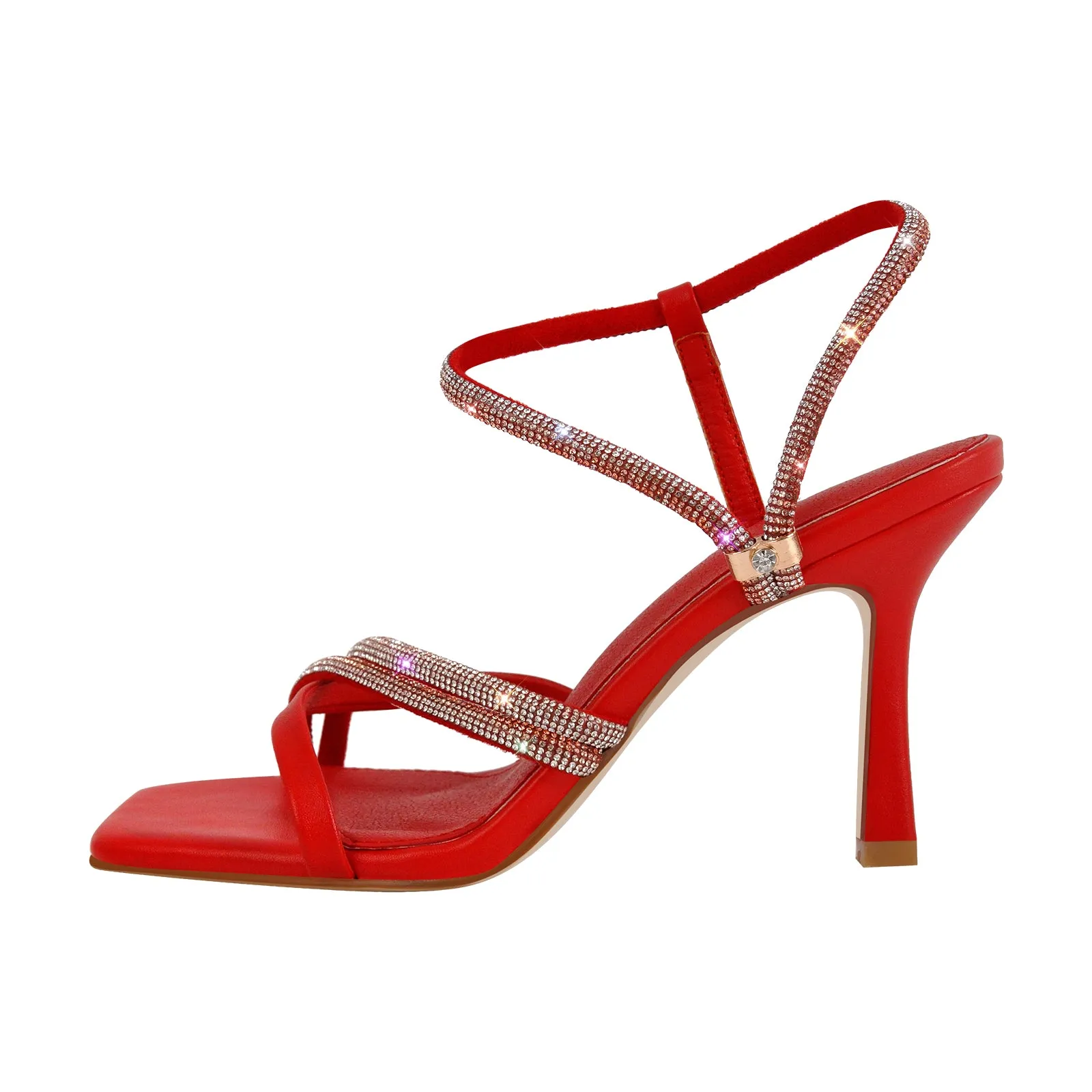 Square Toe Rhinestone Ankle Strap Sandals sold by Onlymaker